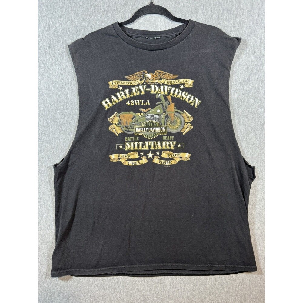 Harley-Davidson Men's Black Military 42WLA Motorcycle Graphic Sleeveless T-Shirt